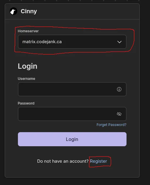 Cinny Login